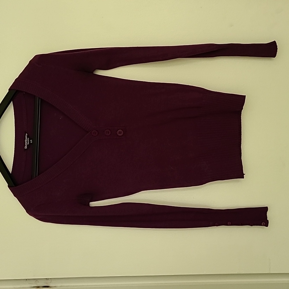 Purple women's sweater with buttons